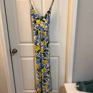 Vibrant Lemon Print Maxi Dress